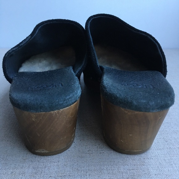 UGG Girl US 3 EU 33 EVIE Black Suede Mules Clogs - Picture 3 of 9